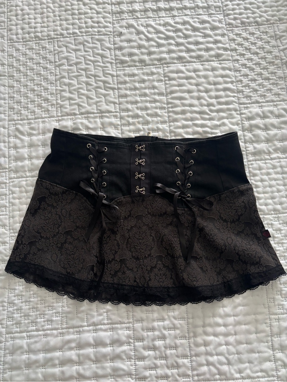 Tripp NYC Black Lace-Up Gothic Mini Skirt